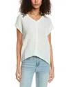 Michael Stars Tati V Neck Power Shoulder Top In White