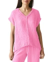 Michael Stars Draya Gauze V-neck Top In Flamingo