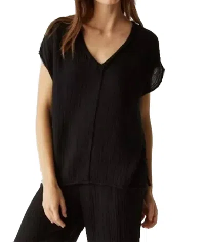 Michael Stars Draya V Neck Tee In Black