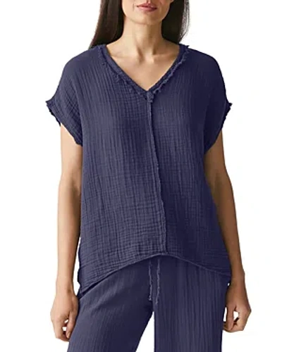 Michael Stars Draya Gauze V-neck Top In Admiral