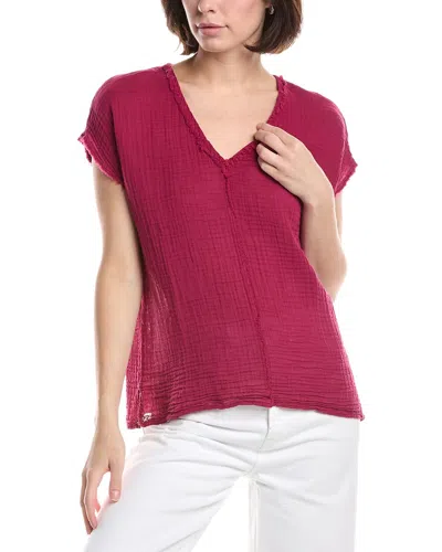 Michael Stars Draya V-neck T-shirt In Burgundy