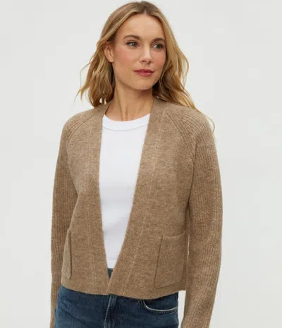 Michael Stars Drea Open Cardigan In Dark Oatmeal In Brown