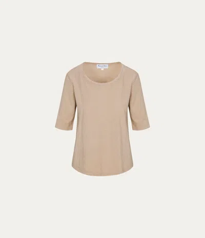 Michael Stars Rachelle Satin Wide Boatneck Top In Macadamia In Neutral