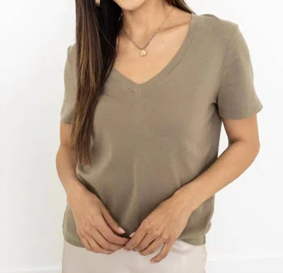 Michael Stars Dylan V-neck Tee In Olive In Green
