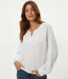 Michael Stars Eira Henley Brushed Waffle Top In White