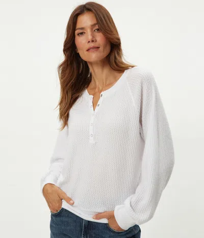 Michael Stars Eira Henley Brushed Waffle Top In White
