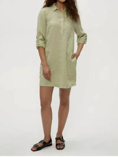 Michael Stars Eleanor Linen Shirt Dress In Sage In Green