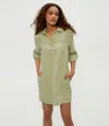 Michael Stars Eleanor Popover Collared Short Shirtdress In Seacrest