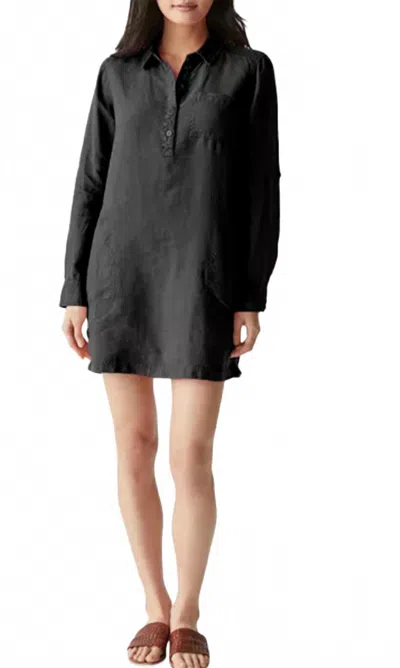 Michael Stars Eleanor Linen Shirt Dress In Black