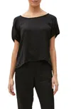 Michael Stars Elena Washed Top Womens Black Hi-low Short Sleeve Blouse Jdm945 In Black