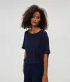 Michael Stars Ellie Elbow Sleeve Top In Nocturnal