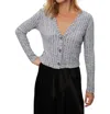 Michael Stars Ellis Cropped Cardigan Top In Blk Marl In Multi