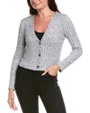 Michael Stars Ellis Cropped Cardigan Top In Blk Marl In Gray
