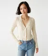 Michael Stars Ellis Cardigan Top In Chalk