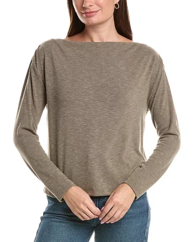 Michael Stars Tia Ribbed Crewneck Sweatshirt In Brown