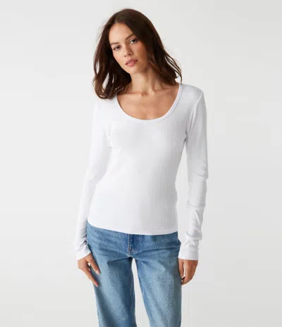 Michael Stars Emilia Scoop Neck Tee In White