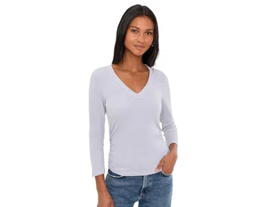 Michael Stars Enid 3/4 Sleeve V-neck Crop T-shirts In Gray