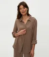Michael Stars Ernie Gauze Button Down Shirt In Cobblestone In Cobblestone