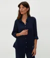 Michael Stars Ernie Cotton Gauze Button-up Shirt In Nocturnal