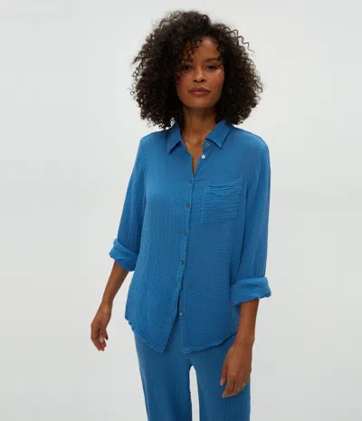 Michael Stars Ernie Button Down W/ Pocket In Ocean