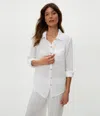 Michael Stars Ernie Gauze Button Down Shirt In White In White