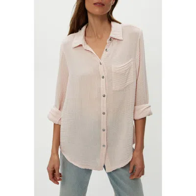 Michael Stars Ernie Cotton Gauze Button-up Shirt In Lychee