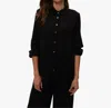 Michael Stars Ernie Gauze Button Down Shirt In Black In Black