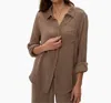 Michael Stars Ernie Gauze Button Down Shirt In Cobblestone In Brown