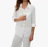Michael Stars Ernie Gauze Button Down Shirt In White In White