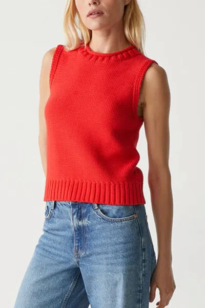 Michael Stars Estelle Sweater Vest In Cherry Red