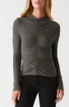 Michael Stars Evelyn Ruched Knit Top In Charcoal
