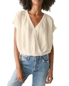 Michael Stars Evie Gauze Faux Wrap Top In Cement