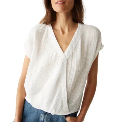 MICHAEL STARS EVIE FAUX WRAP TOP IN WHITE