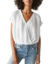 Michael Stars Evie Gauze Faux Wrap Top In White