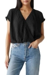 Michael Stars Evie Gauze Faux Wrap Top In Black