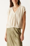 Michael Stars Evie Gauze Faux Wrap Top In Cement