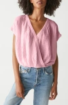 Michael Stars Evie Gauze Surplice Top In Grapefruit