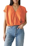 Michael Stars Evie Gauze Faux Wrap Top In Heatwave