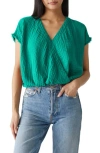 Michael Stars Evie Gauze Faux Wrap Top In Kelly