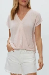 Michael Stars Evie Gauze Faux Wrap Top In Lychee