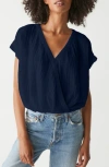 Michael Stars Evie Faux Wrap Top In Nocturnal