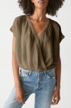 Michael Stars Evie Gauze Faux Wrap Top In Gray