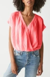 Michael Stars Evie Gauze Faux Wrap Top In Spritz