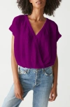 Michael Stars Evie Gauze Faux Wrap Top In Purple