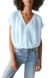 Michael Stars Evie Gauze Faux Wrap Top In Water