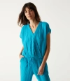 Michael Stars Evie Gauze Surplice Top In Corsica