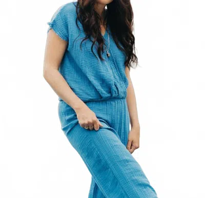 Michael Stars Evie Gauze Surplice Top In Ocean In Blue