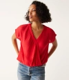 Michael Stars Evie Gauze Surplice Top In Tamale