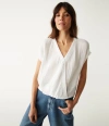 Michael Stars Evie Gauze Faux Wrap Top In White