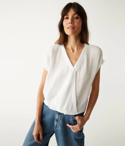 MICHAEL STARS EVIE GAUZE SURPLICE TOP